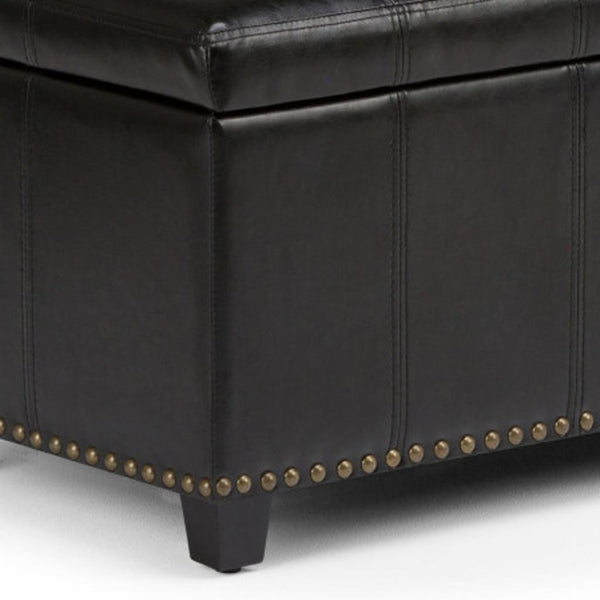 HomeRoots 33" Espresso and Black Upholstery Storage Ottoman - Stylish, Multi-Functional Seating with Hidden Space 640250