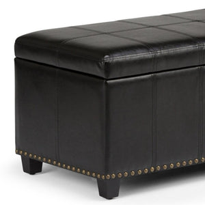 HomeRoots 33" Espresso and Black Upholstery Storage Ottoman - Stylish, Multi-Functional Seating with Hidden Space 640250