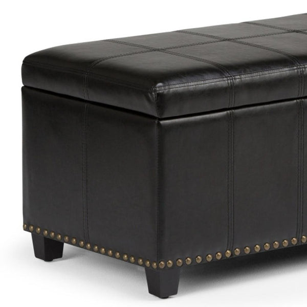 HomeRoots 33" Espresso and Black Upholstery Storage Ottoman - Stylish, Multi-Functional Seating with Hidden Space 640250