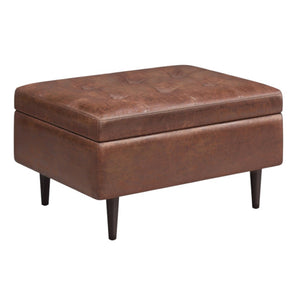 HomeRoots 34" Brown Upholstery Storage Ottoman - Versatile Seating, Hidden Storage & Stylish Décor Solution 640255