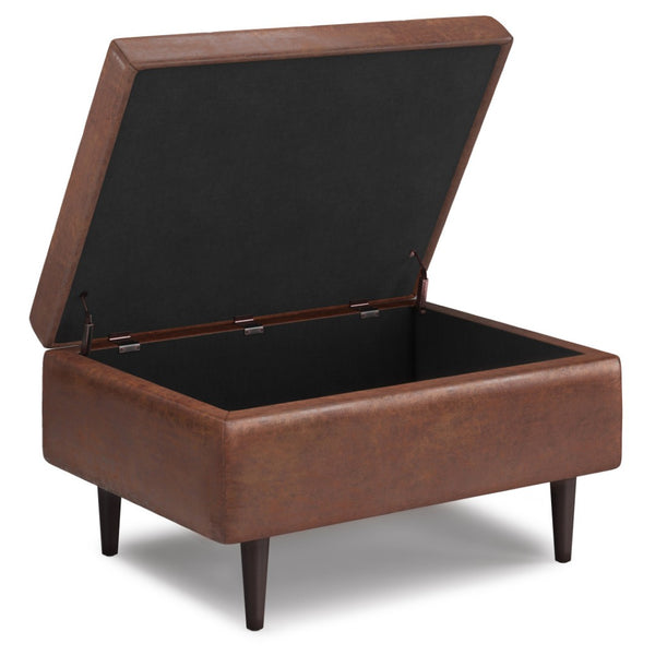 HomeRoots 34" Brown Upholstery Storage Ottoman - Versatile Seating, Hidden Storage & Stylish Décor Solution 640255