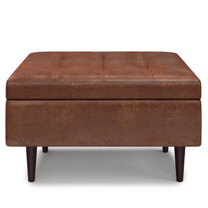 HomeRoots 34" Brown Upholstery Storage Ottoman - Versatile Seating, Hidden Storage & Stylish Décor Solution 640255