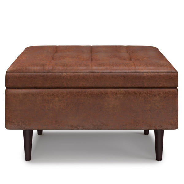 HomeRoots 34" Brown Upholstery Storage Ottoman - Versatile Seating, Hidden Storage & Stylish Décor Solution 640255