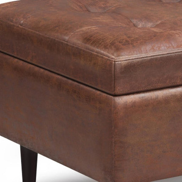 HomeRoots 34" Brown Upholstery Storage Ottoman - Versatile Seating, Hidden Storage & Stylish Décor Solution 640255