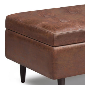 HomeRoots 34" Brown Upholstery Storage Ottoman - Versatile Seating, Hidden Storage & Stylish Décor Solution 640255