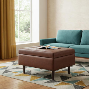 HomeRoots 34" Brown Upholstery Storage Ottoman - Versatile Seating, Hidden Storage & Stylish Décor Solution 640255