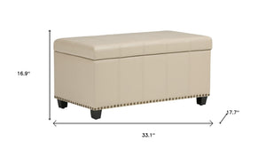 HomeRoots 33" Stylish Espresso and Cream Upholstered Storage Ottoman for Extra Seating and Organization 640256