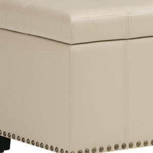 HomeRoots 33" Stylish Espresso and Cream Upholstered Storage Ottoman for Extra Seating and Organization 640256