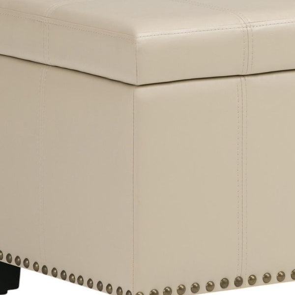 HomeRoots 33" Stylish Espresso and Cream Upholstered Storage Ottoman for Extra Seating and Organization 640256