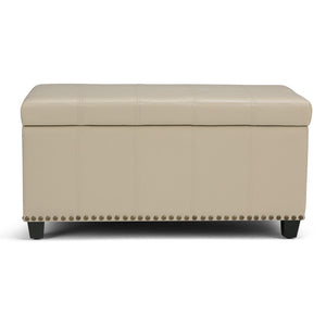 HomeRoots 33" Stylish Espresso and Cream Upholstered Storage Ottoman for Extra Seating and Organization 640256