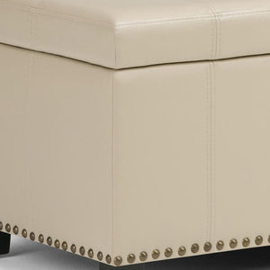 HomeRoots 33" Stylish Espresso and Cream Upholstered Storage Ottoman for Extra Seating and Organization 640256