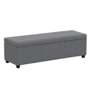 HomeRoots 54" Versatile Dark Brown and Gray Upholstered Storage Ottoman - Stylish Seating & Hidden Storage Solution 640257