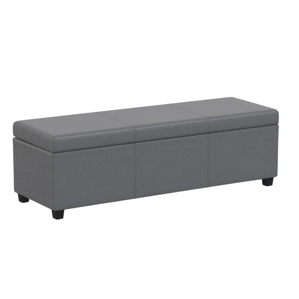 HomeRoots 54" Versatile Dark Brown and Gray Upholstered Storage Ottoman - Stylish Seating & Hidden Storage Solution 640257