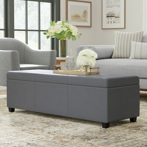 HomeRoots 54" Versatile Dark Brown and Gray Upholstered Storage Ottoman - Stylish Seating & Hidden Storage Solution 640257