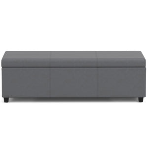 HomeRoots 54" Versatile Dark Brown and Gray Upholstered Storage Ottoman - Stylish Seating & Hidden Storage Solution 640257