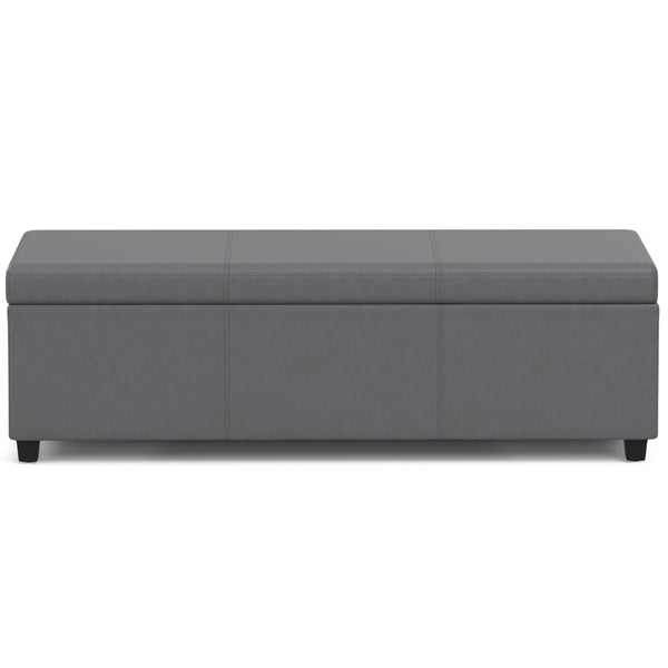 HomeRoots 54" Versatile Dark Brown and Gray Upholstered Storage Ottoman - Stylish Seating & Hidden Storage Solution 640257