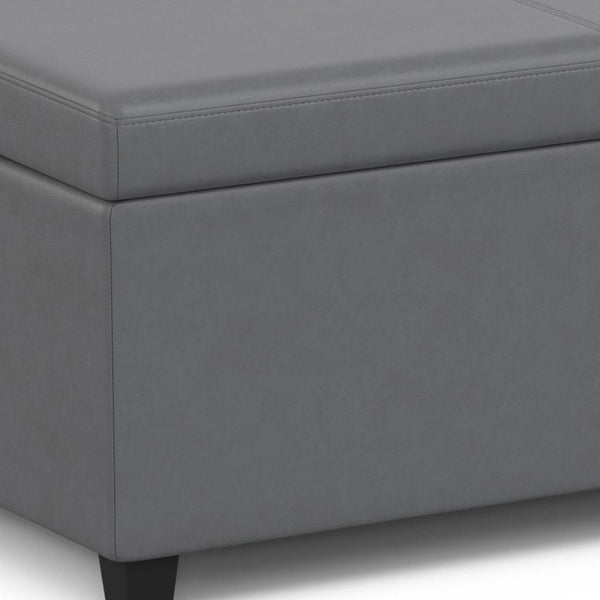 HomeRoots 54" Versatile Dark Brown and Gray Upholstered Storage Ottoman - Stylish Seating & Hidden Storage Solution 640257