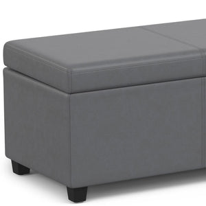 HomeRoots 54" Versatile Dark Brown and Gray Upholstered Storage Ottoman - Stylish Seating & Hidden Storage Solution 640257