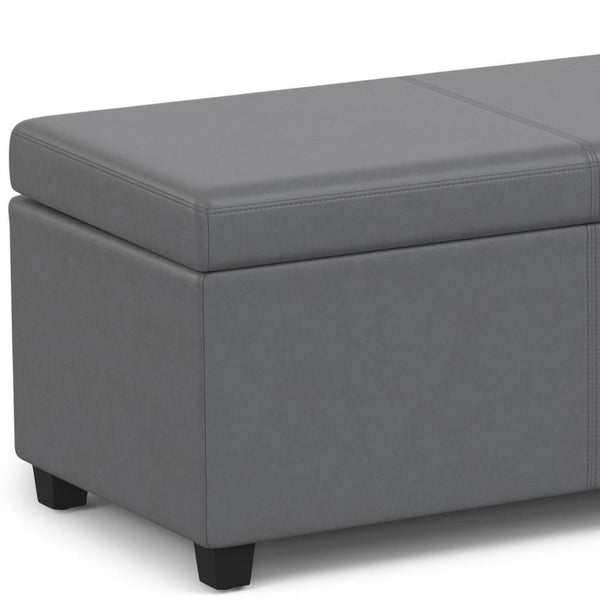 HomeRoots 54" Versatile Dark Brown and Gray Upholstered Storage Ottoman - Stylish Seating & Hidden Storage Solution 640257