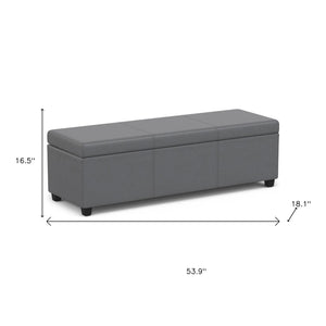 HomeRoots 54" Versatile Dark Brown and Gray Upholstered Storage Ottoman - Stylish Seating & Hidden Storage Solution 640257