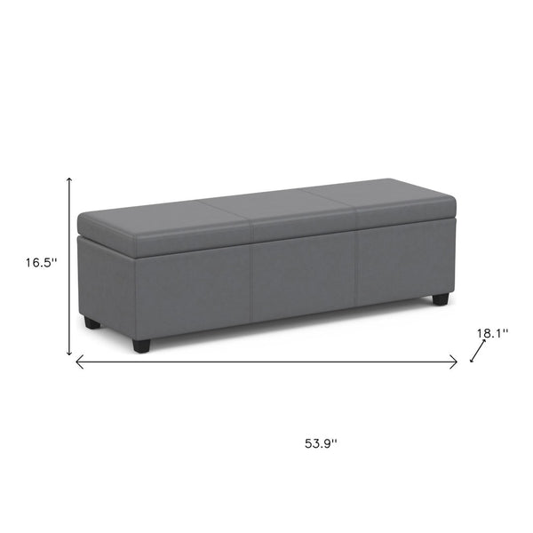 HomeRoots 54" Versatile Dark Brown and Gray Upholstered Storage Ottoman - Stylish Seating & Hidden Storage Solution 640257