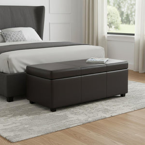 HomeRoots 44" Elegant Dark Brown Upholstered Storage Ottoman - Versatile Seating & Hidden Storage Solution 640258