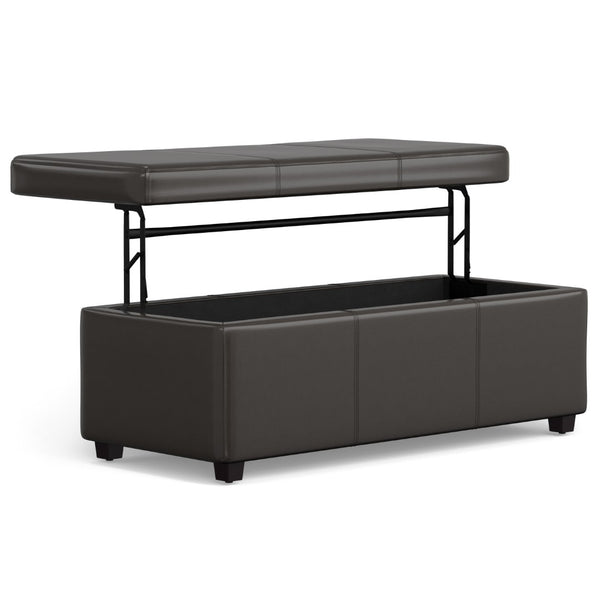 HomeRoots 44" Elegant Dark Brown Upholstered Storage Ottoman - Versatile Seating & Hidden Storage Solution 640258