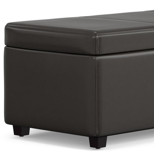 HomeRoots 44" Elegant Dark Brown Upholstered Storage Ottoman - Versatile Seating & Hidden Storage Solution 640258