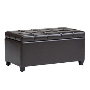 HomeRoots 33" Upholstered Storage Ottoman with Espresso and Brown Finish – Stylish, Multi-Functional Seating Solution 640260