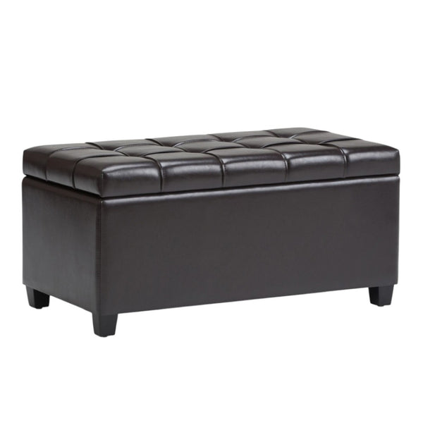 HomeRoots 33" Upholstered Storage Ottoman with Espresso and Brown Finish – Stylish, Multi-Functional Seating Solution 640260