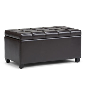 HomeRoots 33" Upholstered Storage Ottoman with Espresso and Brown Finish – Stylish, Multi-Functional Seating Solution 640260