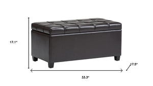 HomeRoots 33" Upholstered Storage Ottoman with Espresso and Brown Finish – Stylish, Multi-Functional Seating Solution 640260