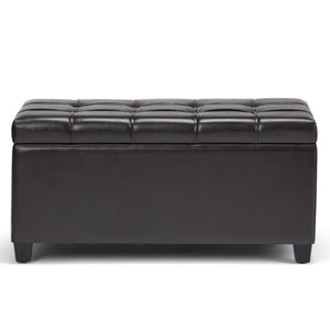 HomeRoots 33" Upholstered Storage Ottoman with Espresso and Brown Finish – Stylish, Multi-Functional Seating Solution 640260