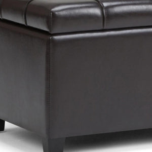 HomeRoots 33" Upholstered Storage Ottoman with Espresso and Brown Finish – Stylish, Multi-Functional Seating Solution 640260