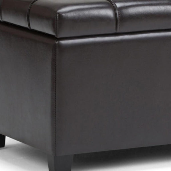 HomeRoots 33" Upholstered Storage Ottoman with Espresso and Brown Finish – Stylish, Multi-Functional Seating Solution 640260
