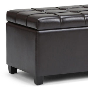 HomeRoots 33" Upholstered Storage Ottoman with Espresso and Brown Finish – Stylish, Multi-Functional Seating Solution 640260