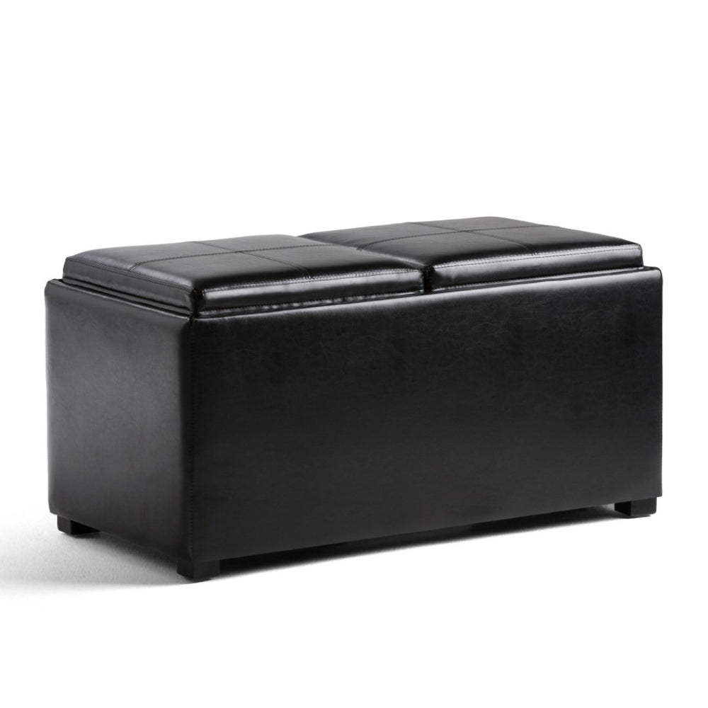 HomeRoots 35" Black Upholstered Storage Ottoman - Stylish Multi-Functional Seating & Hidden Storage Solution 640262