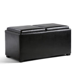 HomeRoots 35" Black Upholstered Storage Ottoman - Stylish Multi-Functional Seating & Hidden Storage Solution 640262
