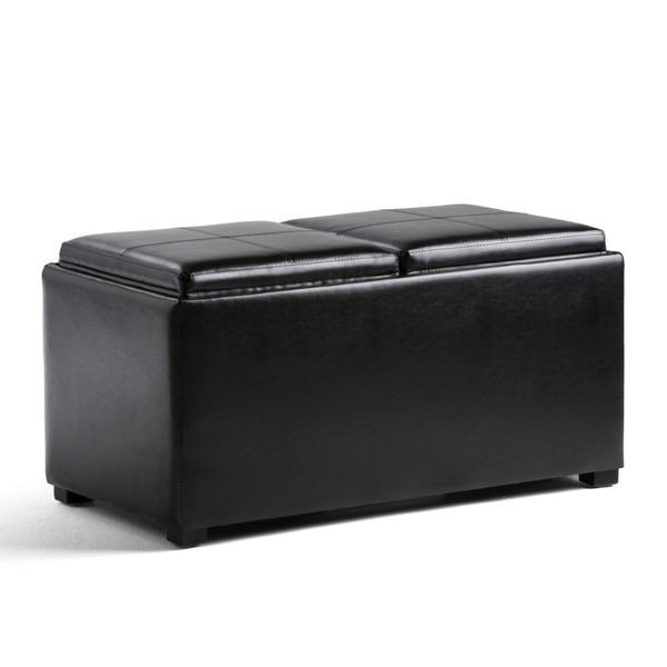 HomeRoots 35" Black Upholstered Storage Ottoman - Stylish Multi-Functional Seating & Hidden Storage Solution 640262