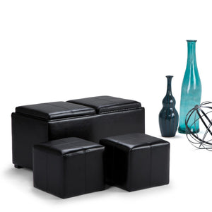 HomeRoots 35" Black Upholstered Storage Ottoman - Stylish Multi-Functional Seating & Hidden Storage Solution 640262