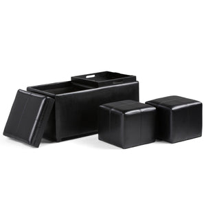 HomeRoots 35" Black Upholstered Storage Ottoman - Stylish Multi-Functional Seating & Hidden Storage Solution 640262