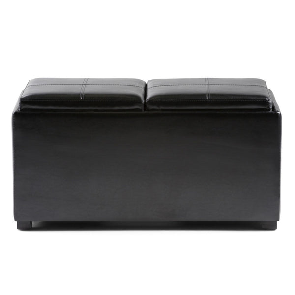 HomeRoots 35" Black Upholstered Storage Ottoman - Stylish Multi-Functional Seating & Hidden Storage Solution 640262