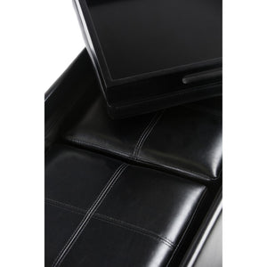 HomeRoots 35" Black Upholstered Storage Ottoman - Stylish Multi-Functional Seating & Hidden Storage Solution 640262