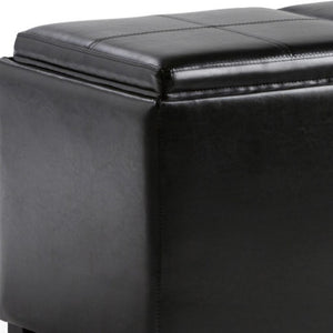 HomeRoots 35" Black Upholstered Storage Ottoman - Stylish Multi-Functional Seating & Hidden Storage Solution 640262