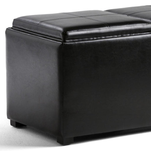 HomeRoots 35" Black Upholstered Storage Ottoman - Stylish Multi-Functional Seating & Hidden Storage Solution 640262