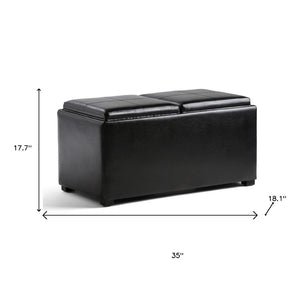 HomeRoots 35" Black Upholstered Storage Ottoman - Stylish Multi-Functional Seating & Hidden Storage Solution 640262