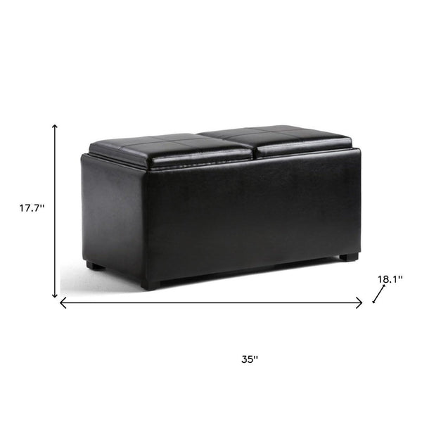 HomeRoots 35" Black Upholstered Storage Ottoman - Stylish Multi-Functional Seating & Hidden Storage Solution 640262