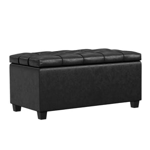 HomeRoots 33" Modern Espresso and Black Upholstery Storage Ottoman - Stylish, Multi-Functional & Space-Saving Solution 640264