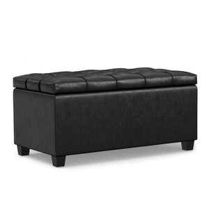 HomeRoots 33" Modern Espresso and Black Upholstery Storage Ottoman - Stylish, Multi-Functional & Space-Saving Solution 640264