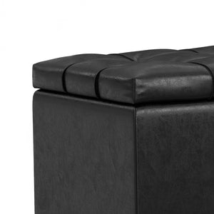HomeRoots 33" Modern Espresso and Black Upholstery Storage Ottoman - Stylish, Multi-Functional & Space-Saving Solution 640264